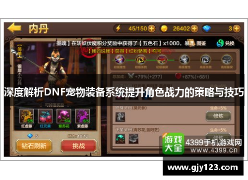 深度解析DNF宠物装备系统提升角色战力的策略与技巧